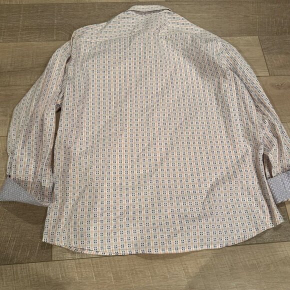 JOHNSTON & MURPHY MENS XL PURPLE AND ORANGE LONG SLEEVE BUTTON UP SHIRT - Picture 11 of 11